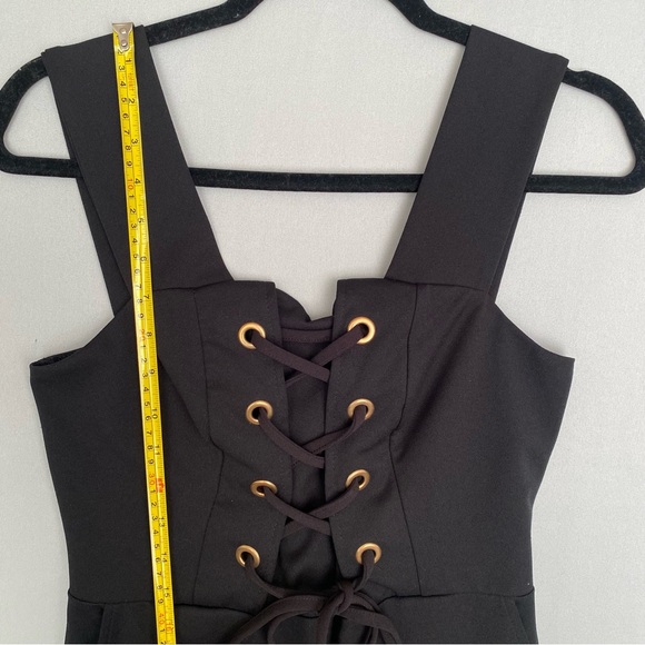 Venus Jumpsuit Women’s S Black Lace Up Corset Lace Wide Leg Sleeveless Cropped - Picture 12 of 15
